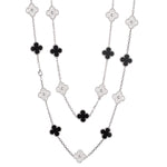 Van Cleef & Arpels Vintage Alhambra Onyx and Diamond 20 Motif Necklace.