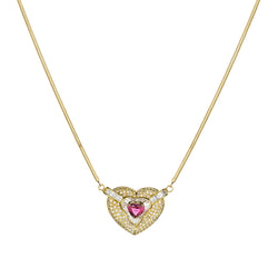 18kt Yellow Gold Ruby and Diamond Heart Pendant