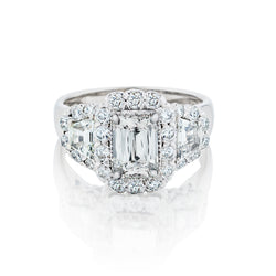18kt White Gold Natural Emerald Cut Diamond Ring.
