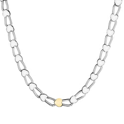 Tiffany & Co Heart Link Chain Pendant. Sterling Silver and 18kt Yellow Gold