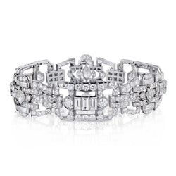 Platinum Handmade Art Deco Style  Diamond Bracelet. 16.50ct Tw