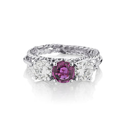 Ladies 14kt White Gold Natural Ruby and Diamond Ring