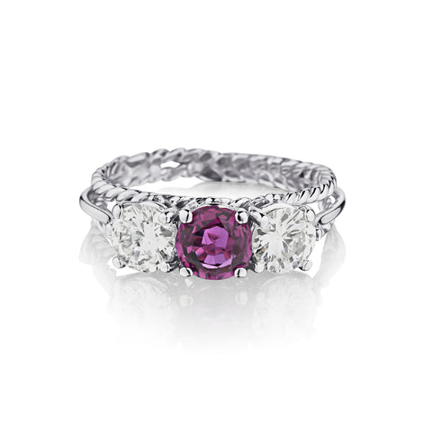 Ladies 14kt White Gold Natural Ruby and Diamond Ring