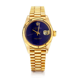 Rolex Oyster Perpetual Datejust with Rare Lapis Lazzuli . 18kt  Gold .26MM Watch