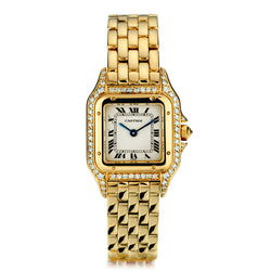 Ladies Panthere de Cartier 18kt Yellow Gold with Factory Diamond Bezel and Lugs