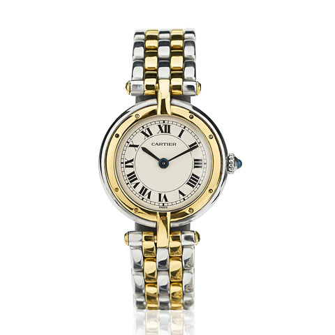 Cartier Ladies Panthere Ronde in Steel and 2 Rows of 18kt Yellow Gold. Ref:166920