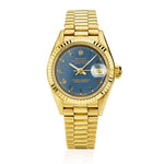 Ladies 18kt Yellow Gold Rolex Datejust Blue Dial. Ref: 69178
