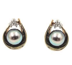 14kt Yellow Gold Diamond and South Sea Pearl Earring