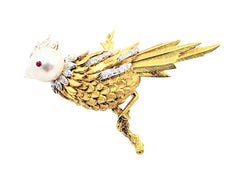18kt Yellow and White Gold Canary Bird Brooch