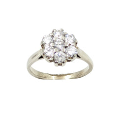 Ladies 14kt W/G Diamond Cluster Ring. 0.70ct Tw