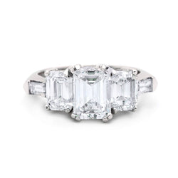 1.56 Carat Emerald Cut Diamond Ring With Sidestones