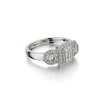 1.05 Carat Total Weight White Gold Diamond Halo Cluster Ring