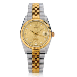 ROLEX Datejust 31 in steel and 18kt yellow gold. Diamond dial.  Ref. 68273.