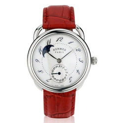 Hermes Arcreau Petite Lune wristwatch in stainless steel.38mm.