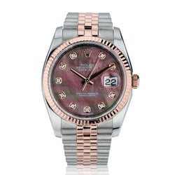 Rolex Datejust steel and 18kt rose gold . MOP dial and diamonds.36mm