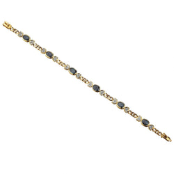 Blue Sapphire And Brilliant Cut Diamond 14KT Yellow Gold Bracelet