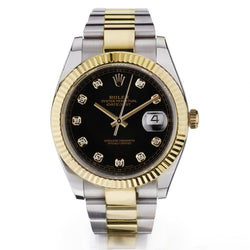 Rolex Datejust 41mm Steel and 18kt Yellow Gold. Black Diamond Dial