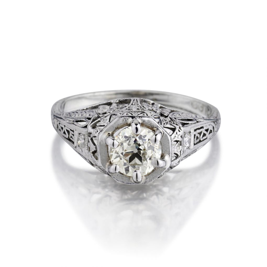 Art Deco European Cut Engagement Rings Carat Old-European Cut