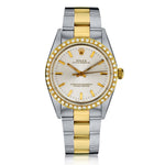 Rolex Oyster Perpetual in Steel and 18kt Yellow Gold. Diamond Bezel. 34mm. Circa 1996