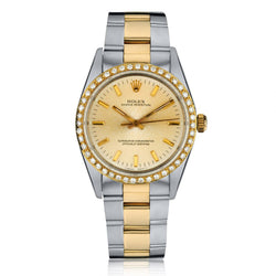 Rolex Oyster Perpetual in Steel and 18kt Yellow Gold. Diamond Bezel. 34mm. Circa 1996