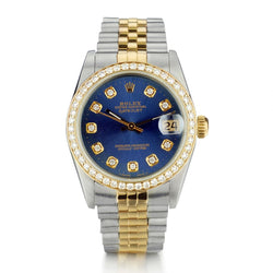 Rolex Ladies Datejust in Steel and Gold.  31mm.  Custom Diamond Dial and Bezel.