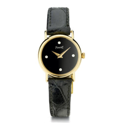 Piaget Ladies 18kt Yellow Gold Wristwatch. Onyx Diamond Dial. Quartz.