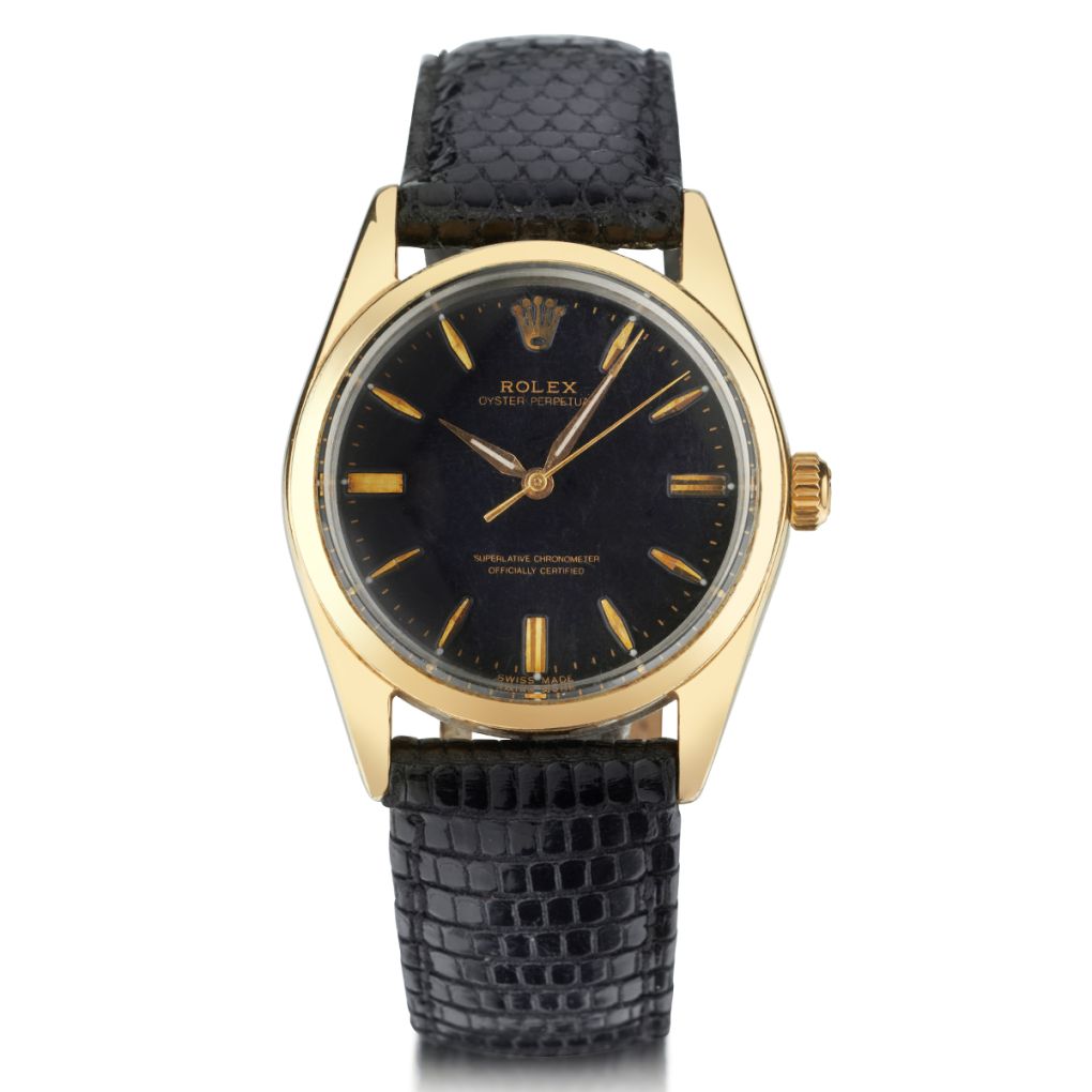 Rolex Oyster Perpetual Gold Plated with Gloss Stella Black Dial