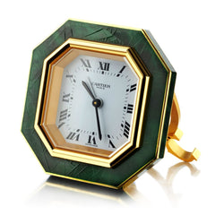 Rare!! Cartier Octagonal Green Alarm and Travel Clock. Circa 1970's