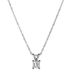 Ladies 18kt white gold diamond pendant. Princess cut 0.56 carat weight