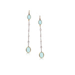 Antique Rose Gold And Silver Diamond And Opal Drop Earrings