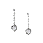 Platinum Moonstone And Round Brilliant Cut Diamond Heart Drop Earrings
