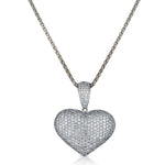 Ladies Large Puffy Heart Pendant in 18kt W/G. 8.00ct Tw