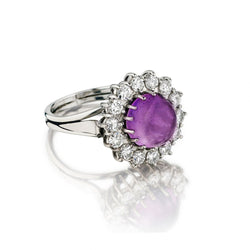 Ladies 14kt W/G  Amethyst and Diamond Cocktail Ring
