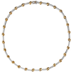 3.50 Carat Total Weight Round Brilliant Cut Diamond Two-Tone Necklace