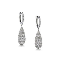 Ladies 18Kt W/G Diamond Pendant Teardrop Earrings. 3.75ct Tw