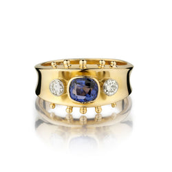 Ladies Custom Made 18kt Y/G Blue Sapphire and Diamond Ring