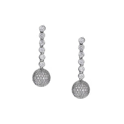 2.50 Carat Total Weight Round Brilliant Cut Diamond Pave Ball Earrings