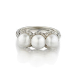Platinum Vintage Pearl and Diamond Vintage Ring. Made By Ellis Bros. (Birks).