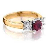 18kt Ruby and diamond 3 stone Trinity ring