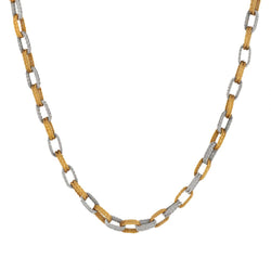 Unique 14kt 2 tone  Textured Gold Chain.  Made in Italy