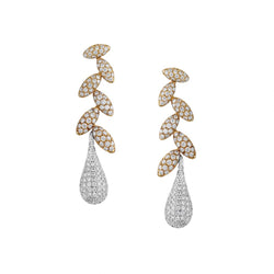 1.60 Carat Total Weight Pave-Set Diamond Floral Drop Earrings