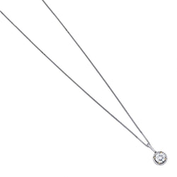 1.12 Carat Round Brilliant Cut Diamond Halo-Set Pendant Necklace