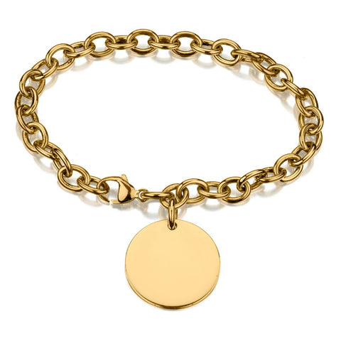 Tiffany & Co Round Circle Tag in 18kt Yellow Gold on Bracelet .