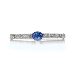 3.75 Carat Synthetic Sapphire And Diamond Vintage Brooch