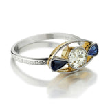 0.90 Carat Old-European Cut Diamond And Blue Sapphire Edwardian Era Ring