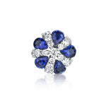 Ladies 14kt W/G Blue Sapphire and Diamond Cluster Earings.