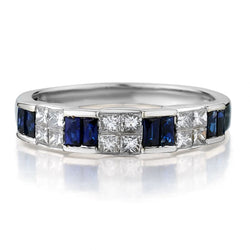 18kt w/g Invisible Set Blue Sapphire and Diamond band .