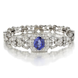 Art Deco Diamond And Synthetic Sapphire Platinum Bracelet