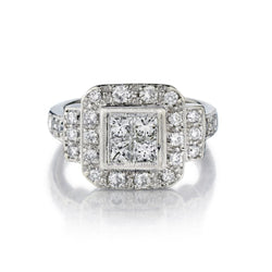 Platinum and Diamond Ring. 1.14ct Tw Princess and Brilliant Cut Diamonds.