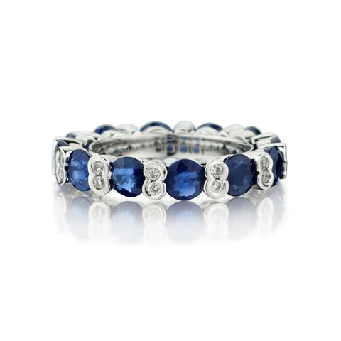 18KT White Gold Diamond And Blue Sapphire Eternity Band